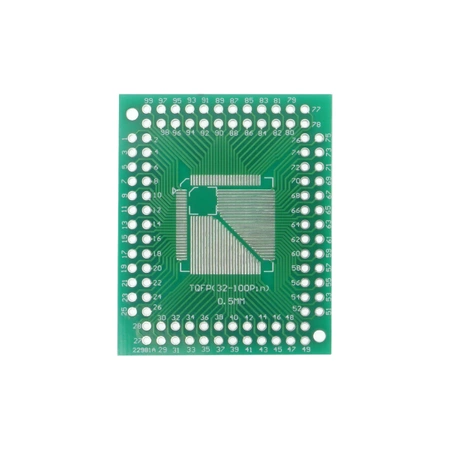 Adapter płytkowy TQFP32 / TQFP64 / TQFP100, raster 0,5–0,8 mm na DIP do prototypowania układów SMD, PU08