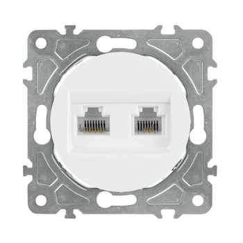 Gniazdo komputerowo-telefoniczne RJ45 i RJ11, okrągłe, białe, podtynkowe, moduł bez ramki, OVAL