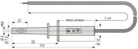 Przewód bezpieczny w.n. 5kV z wtykiem czarny