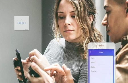 Dotykowy włącznik światła WiFi + RF 433 Sonoff T2 EU TX (2-kanałowy)