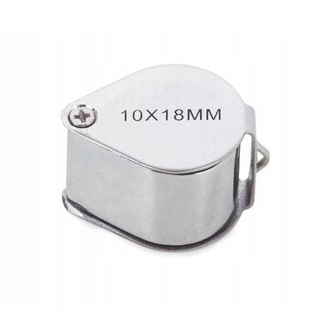 Składana lupa kieszonkowa, jubilerska 10x 18mm STAL