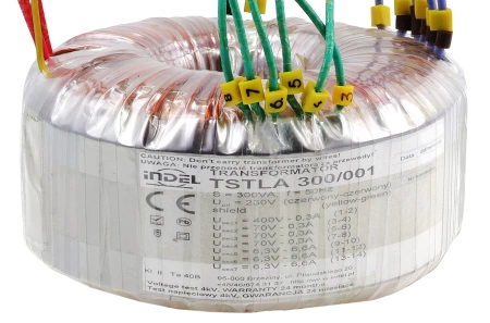 Transformator toroidalny 300VA Indel TSTLA 300/001 230V (400V, 3x70V) do wzmacniaczy lampowych