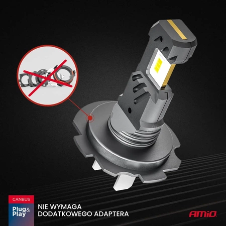 Żarówka samochodowa LED 2szt H7 H18 6000K Canbus 60W AMIO-04115 seria HYBRID AMIO-04115