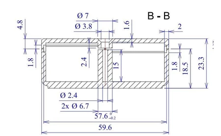 Obudowa 59x84, h=23mm, Z23U z mocowaniem