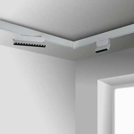 Łącznik kątowy do szyny magnetycznej poziomy natynkowy biały M-LINE