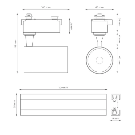 Zestaw oświetlenia szynowego: 4 reflektory LED 5W, 2m szyny + akcesoria, czarny