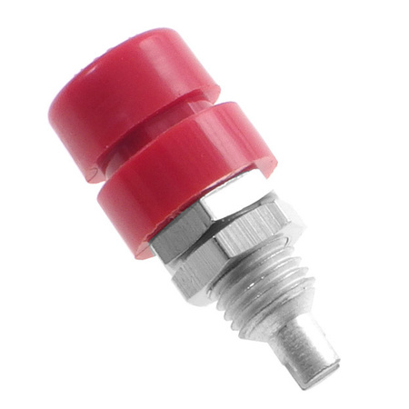 Gniazdo izolowane 4mm M6, lutowane, 32A, czerwone