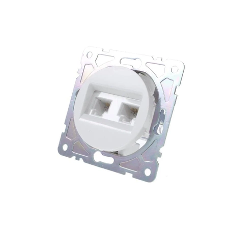 Gniazdo komputerowo-telefoniczne RJ45 i RJ11, okrągłe, białe, podtynkowe, moduł bez ramki, OVAL