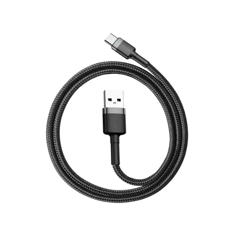 Kabel USB-A - USB-C, 3 A, 0,5 m, szaro-czarny, Baseus, CATKLF-AG1