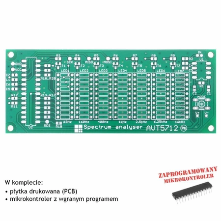 Spectrum - prosty analizator widma sygnału akustycznego, PCB i mikroprocesor do projektu AVT5712