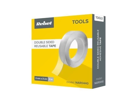 Taśma montażowa wielokrotnego użytku, transparentna, 3m