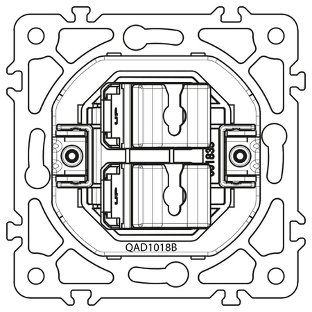 Gniazdo komputerowo-telefoniczne RJ45 i RJ11, kwadratowe, czarne, podtynkowe, moduł bez ramki, QUAD