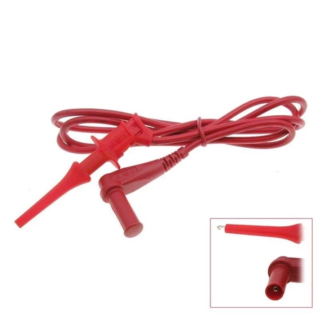 Przewód pomiarowy z chwytakiem, CAT II 300V, 5A, 110cm, czerwony, CEM SD-9826B