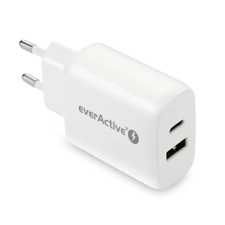 Ładowarka USB, ładowarka sieciowa, szybkie ładowanie QC3.0 + USB-C PD PPS 25W, everActive SC-370Q