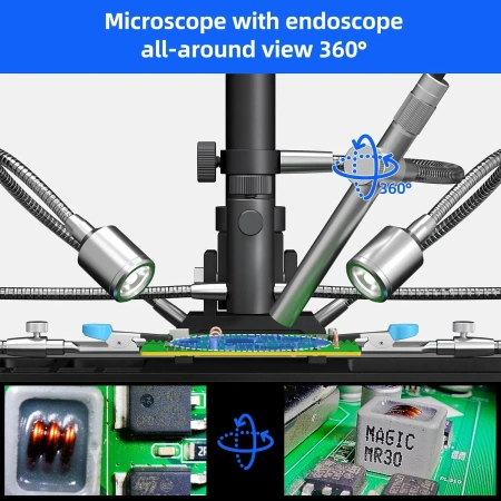 Mikroskop cyfrowy 10" HDMI z dużą podstawą roboczą i endoskopem, AD409Max-ES ANDONSTAR