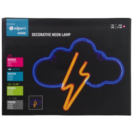 Neon LED "chmurka", dekoracja LED 29x23cm zasilanie z baterii lub USB