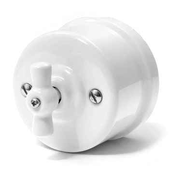 Natynkowy włącznik obrotowy pojedynczy biały Ceramic Loft