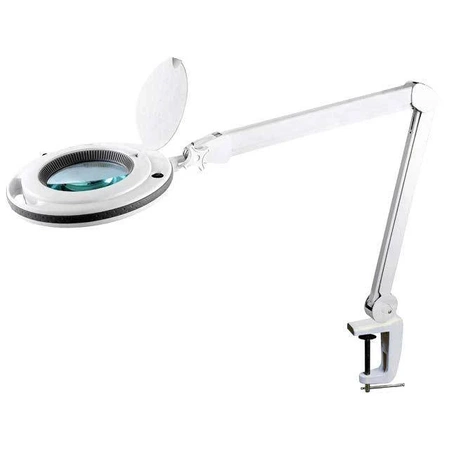 Lampa stołowa 9W LED z lupą x2.25 biała, mocowanie do blatu, VTLAMP-5D-LEDN2