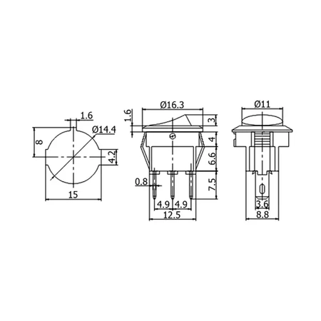 Przełącznik ON-ON bistabilny SPDT 3A 250V, czarny