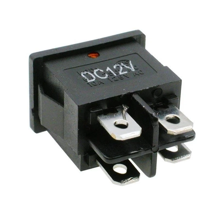 Włącznik ON-OFF klawiszowy 12Vdc pomarańczowy, podświetlany, DPST 4P