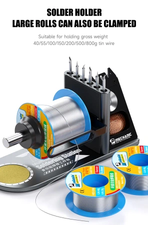 Podstawka pod lutownicę RS5, stop aluminium, uchwyt na cynę i groty, Mechanic