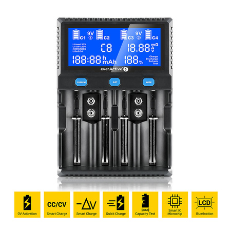 Ładowarka do akumulatorków cylindrycznych Li-ion oraz Ni-MH everActive UC-4200