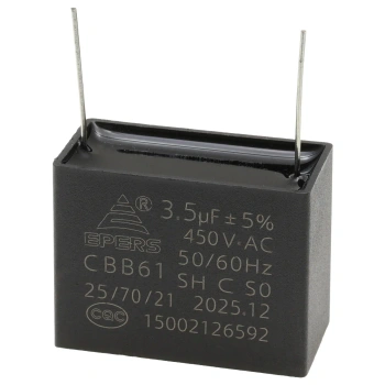 Kondensator rozruchowy do silnika 3,5µF 450VAC, CBB61, do druku, 38 × 19 × 29 mm, EPERS