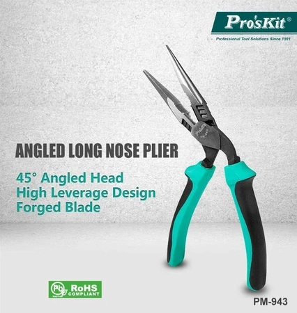 Szczypce PM-943 wygięte 45° obcinaczki Cu 2.6mm/stal 2mm Proskit