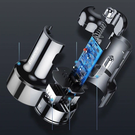 Zasilacz USB, ładowarka samochodowa USB + USB-C Baseus Magic Series PPS QC 3.0 45W 6A czerwony