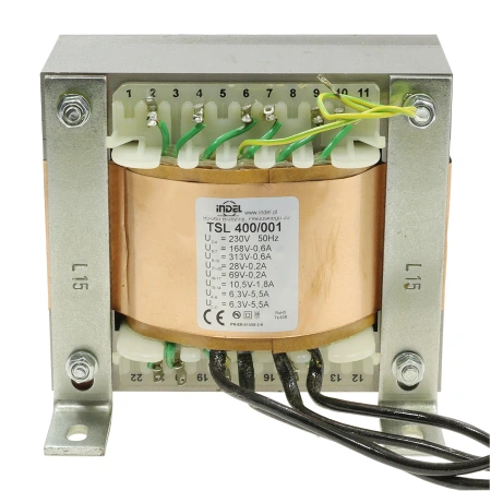 Transformator sieciowy lampowy TSL 400/001, 400VA, 313V + 2 × 6,4V, 0,6A, Indel