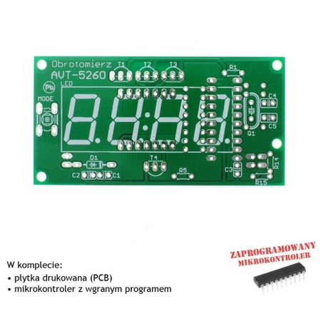 Obrotomierz, PCB i mikroprocesor do projektu AVT5260