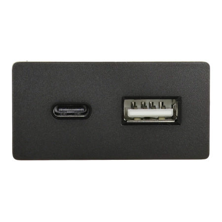 Moduł 1/2 - ładowarka USB 20W super fast USB A+C - czarny - kompatybilny z ramkami Tawoia Glass