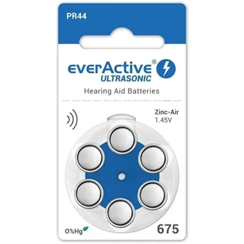 Baterie cynkowo-powietrzne do aparatów słuchowych typ 675 / PR44, 6 szt., everActive ULTRASONIC