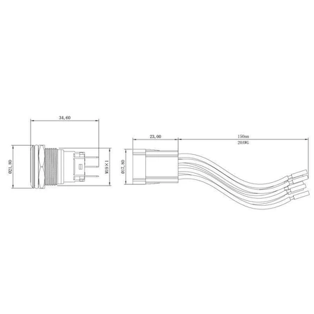 Złącze do przycisków W19xx, 5 przewodów dł. 15cm