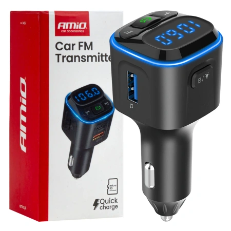 Transmiter FM USB-A + 2xUSB-C, AMIO-04651
