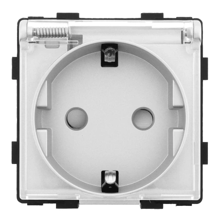 Gniazdo elektryczne Schuko IP44 z klapką - szklana ramka - szare - Tawoia Glass