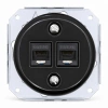 Gniazdo Ethernet Cat.5e x2 okrągłe czarne ceramiczne podtynkowe (moduł bez ramki) - Ceramic Loft