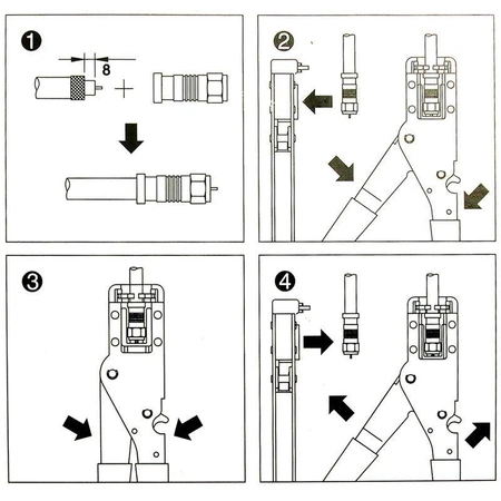 Zaciskarka złączy kompresowanych typu F na kabel RG59 i RG6 Hanlong HT-508