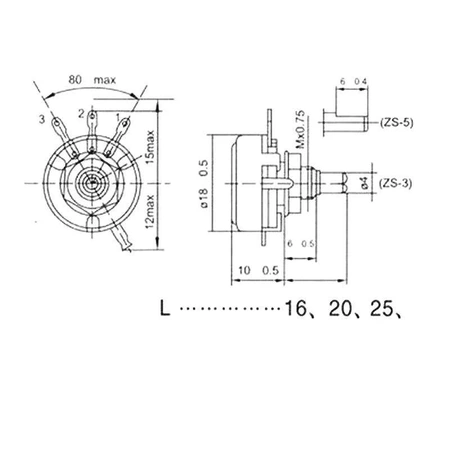Potencjometr 10kom 0.5W liniowy