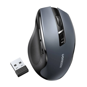 Mysz bezprzewodowa 2,4 GHz, 800–4000 DPI, 6 cichych przycisków, czarna, UGREEN MU006