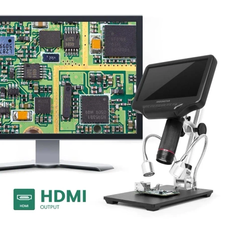 Mikroskop HDMI do lutowania SMD, serwisu elektroniki i kontroli PCB, ekran 7″ – Andonstar AD407