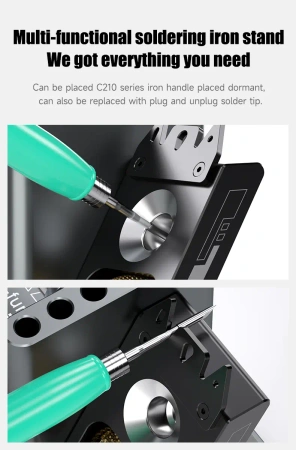 Podstawka pod lutownicę RS5, stop aluminium, uchwyt na cynę i groty, Mechanic