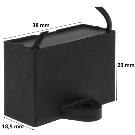 Kondensator rozruchowy do silnika 3.5uF 450VAC, przewody 20cm, 38x18,5x29mm