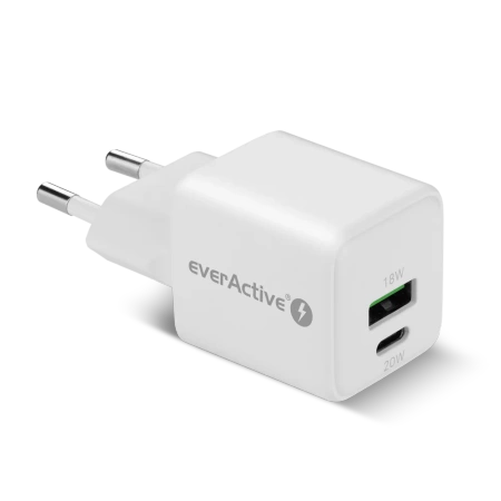 Ładowarka sieciowa everActive GaN SC-330Q z gniazdem USB QC3.0 oraz USB-C PD 20W