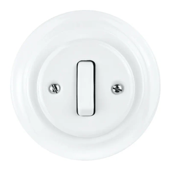 Włącznik światła schodowy z ramką, ceramiczny, montaż podtynkowy, kolor biały Ceramic Loft