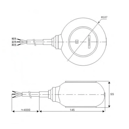 Wyłącznik pływakowy okrągły, 8A 250V, przewód 1m
