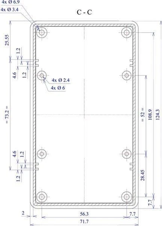 Obudowa uniwersalna Z77, 71,5 × 124 × 38 mm, ABS, czarna, z panelami bocznymi, Kradex