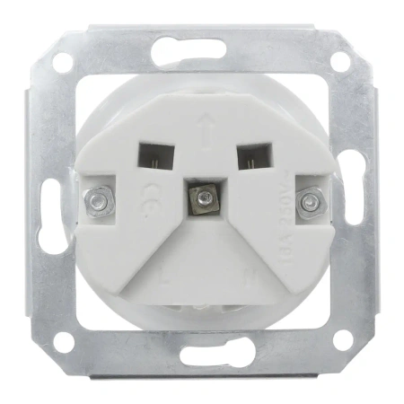 Gniazdo elektryczne Schuko ceramiczne okrągłe bez ramki, montaż podtynkowy, kolor biały Ceramic Loft