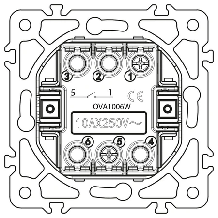Włącznik pojedynczy, okrągły, biały, podtynkowy, moduł bez ramki, 10 A, OVAL