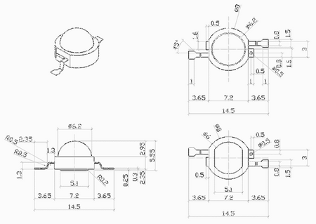 Dioda LED 5W biały ciepły 170lm 110°